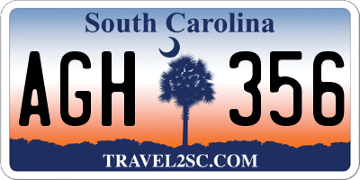 SC license plate AGH356