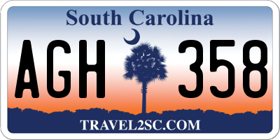 SC license plate AGH358