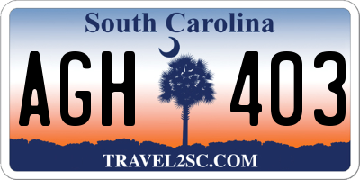 SC license plate AGH403