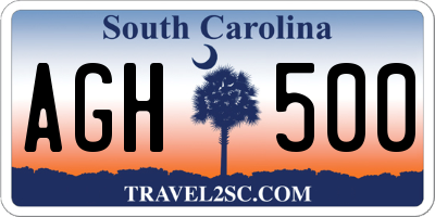 SC license plate AGH500