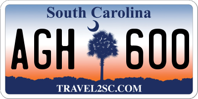SC license plate AGH600