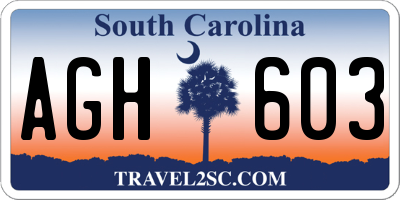 SC license plate AGH603