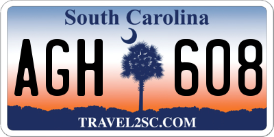 SC license plate AGH608