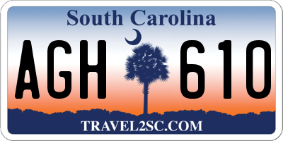 SC license plate AGH610