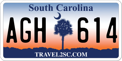 SC license plate AGH614