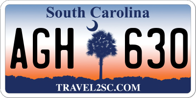 SC license plate AGH630
