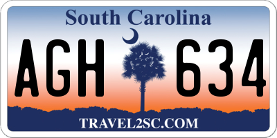 SC license plate AGH634