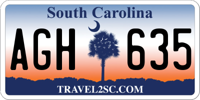 SC license plate AGH635