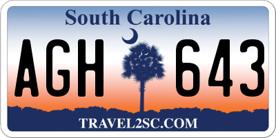 SC license plate AGH643