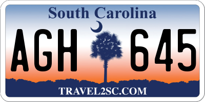 SC license plate AGH645