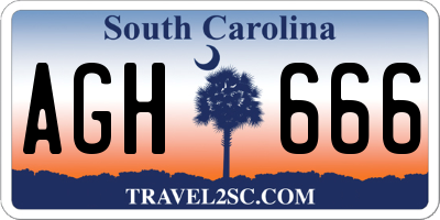 SC license plate AGH666