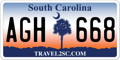 SC license plate AGH668