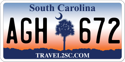 SC license plate AGH672