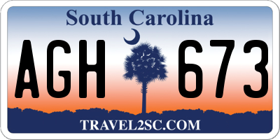 SC license plate AGH673