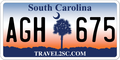 SC license plate AGH675