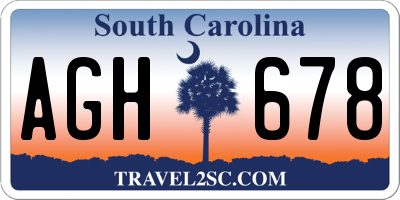 SC license plate AGH678