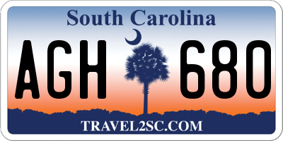 SC license plate AGH680