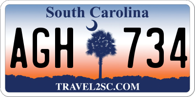 SC license plate AGH734