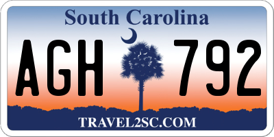 SC license plate AGH792