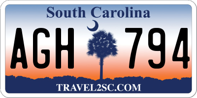 SC license plate AGH794