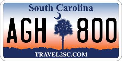 SC license plate AGH800