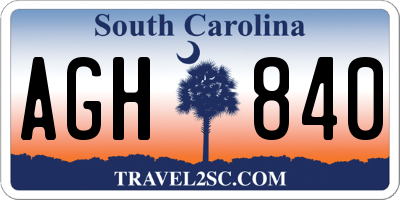 SC license plate AGH840