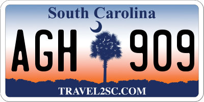 SC license plate AGH909