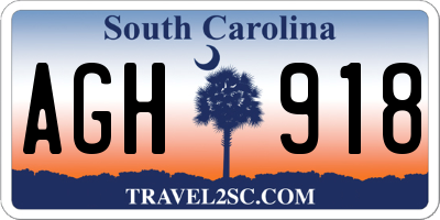 SC license plate AGH918