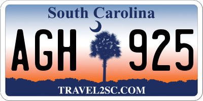 SC license plate AGH925