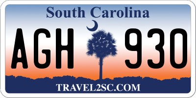 SC license plate AGH930