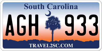 SC license plate AGH933