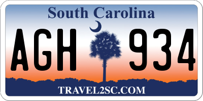 SC license plate AGH934