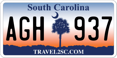 SC license plate AGH937