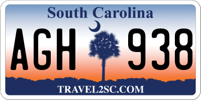 SC license plate AGH938
