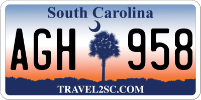 SC license plate AGH958