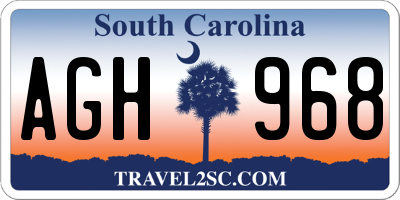 SC license plate AGH968