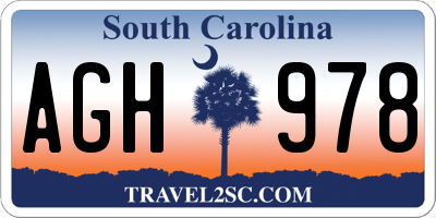 SC license plate AGH978