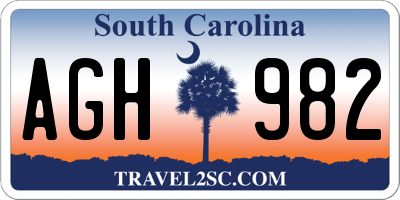 SC license plate AGH982