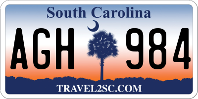 SC license plate AGH984