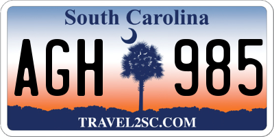 SC license plate AGH985