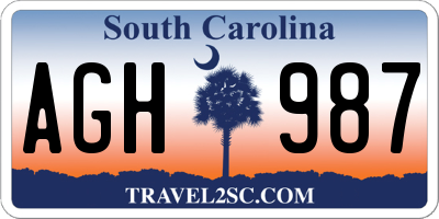 SC license plate AGH987