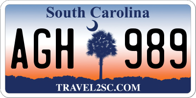 SC license plate AGH989