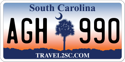 SC license plate AGH990