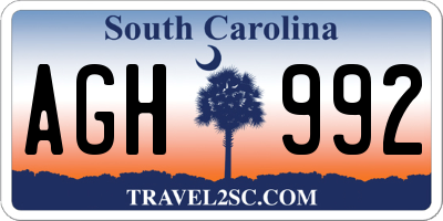 SC license plate AGH992