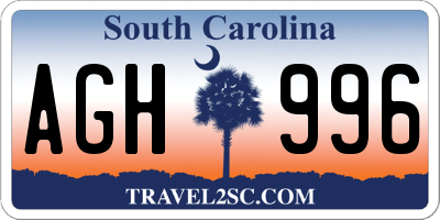 SC license plate AGH996