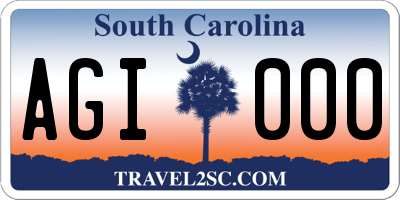 SC license plate AGI000