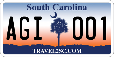 SC license plate AGI001