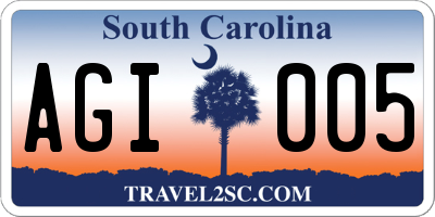 SC license plate AGI005
