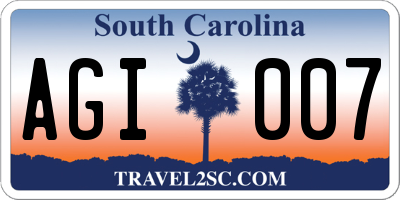 SC license plate AGI007