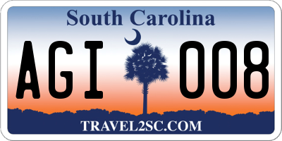 SC license plate AGI008